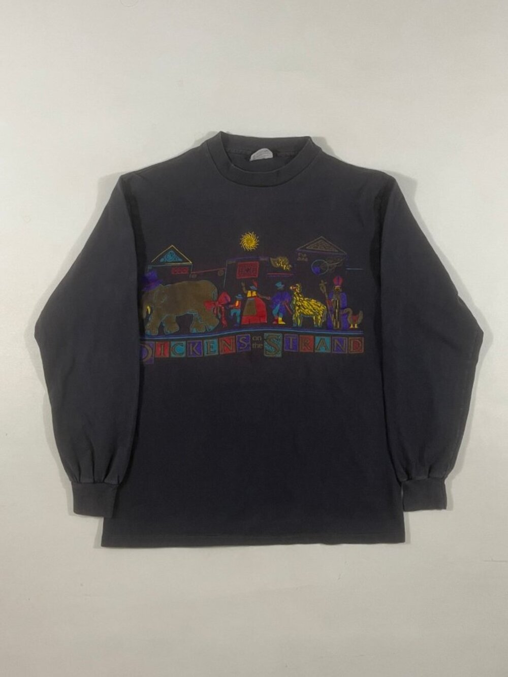 Vintage 90s Hanes Beefy-T Dickens on the Strand Galveston Mock Neck Long Sleeve…